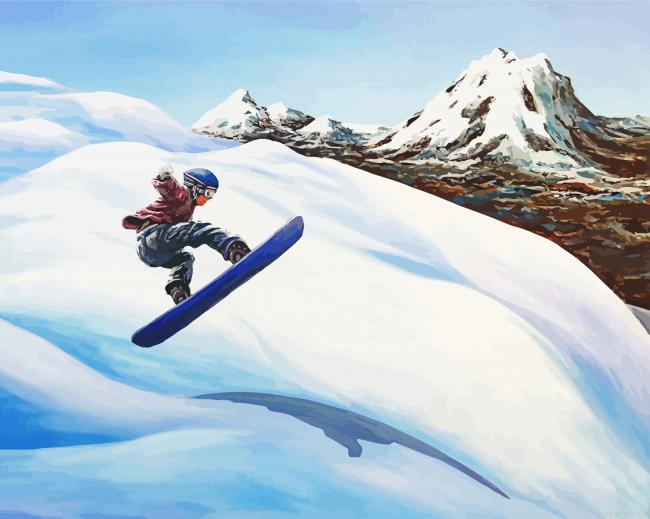 Mountains Snowboarding Paint By Numbers.png