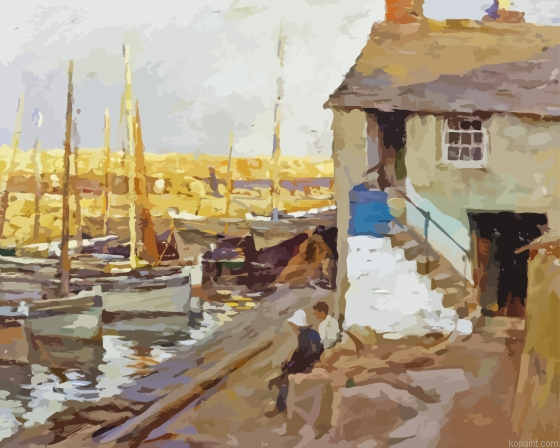 Mousehole Harbour Cornwall Painting By Numberss.png