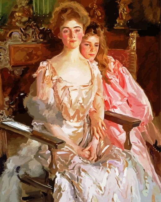 Mrs Fiske Warren Gretchen Osgood And Her Daughter Rachel Painting By Numberss.png
