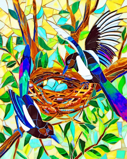 Msaic Magpie Birds Painting By Numberss.png