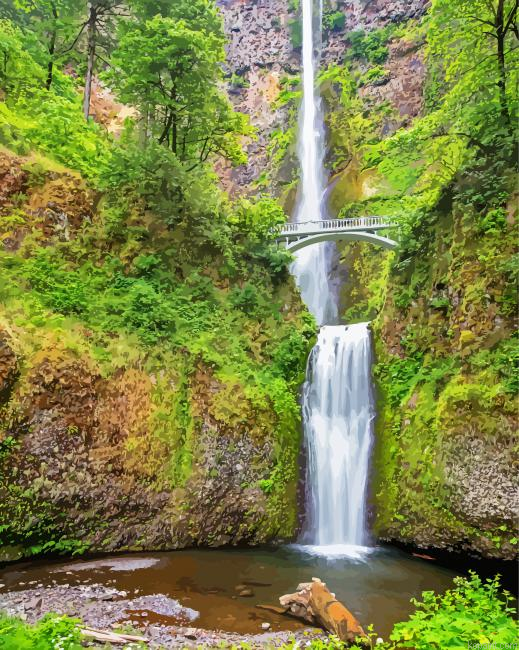 Multnomah Waterfall Landscape Painting By Numberss.png
