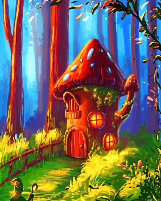 Mushroom Fantasy House Painting By Numberss.png