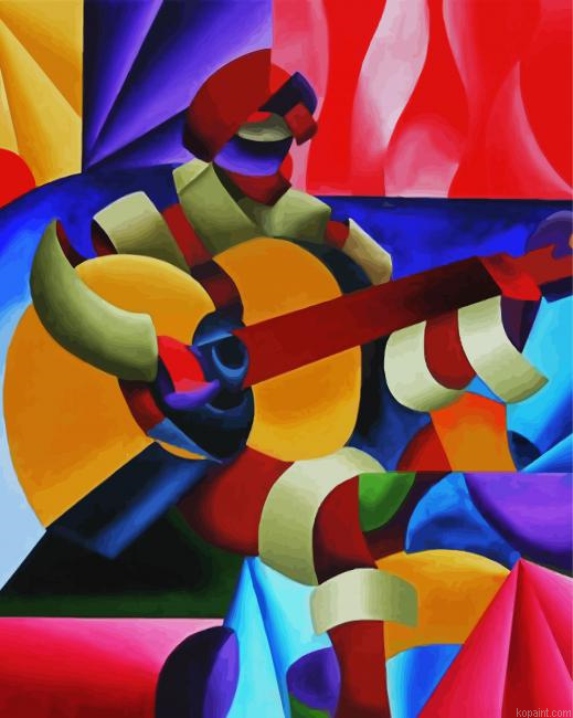 Musician Cubism Painting By Numberss.png