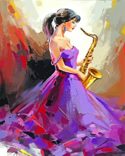 Musician Woman Painting By Numberss.png