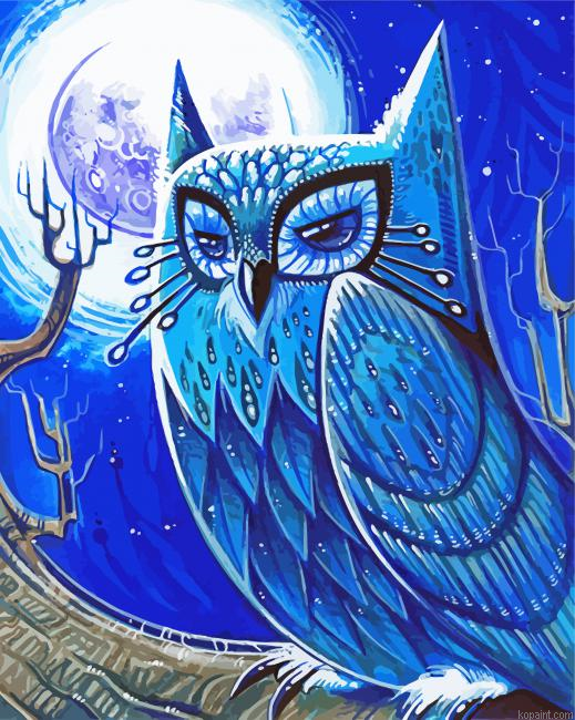 Mystic Blue Owl Art Paint By Numbers