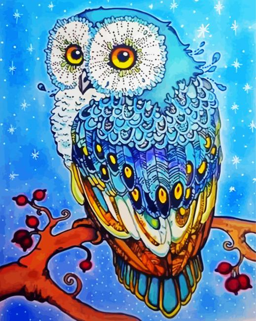 Mystic Blue Owl Paint By Numbers
