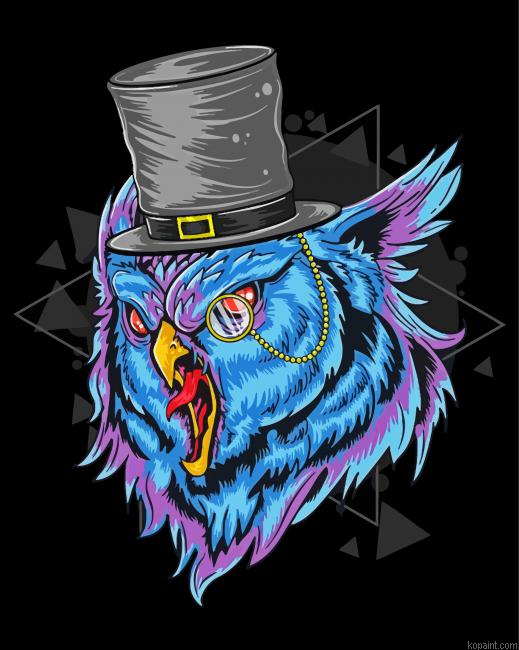 Mystic Blue Owl With Top Hat Painting By Numberss.png