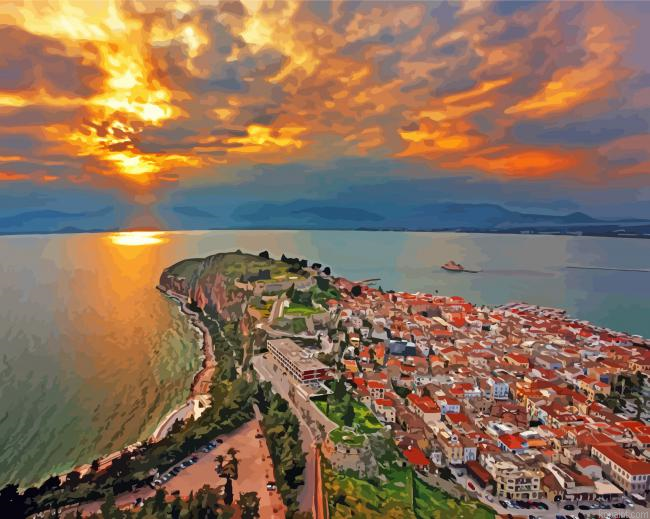 Nafplio City At Sunset Painting By Numberss.png