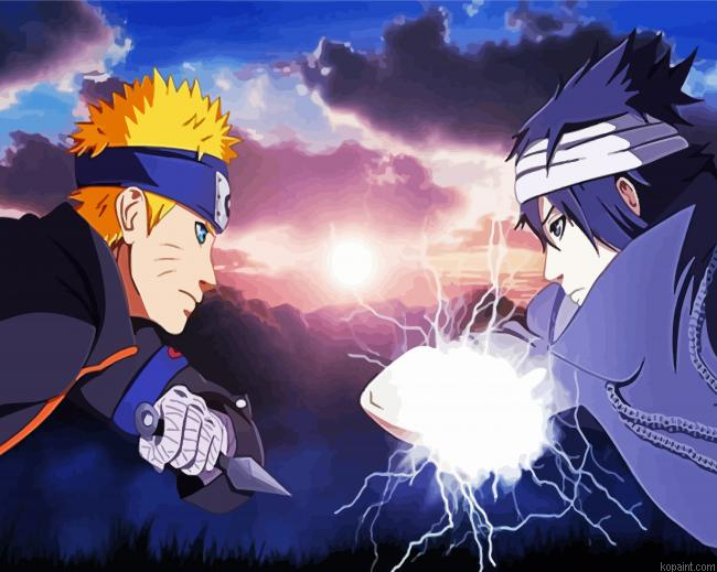 Naruto Vs Sasuke Anime Painting By Numberss.png
