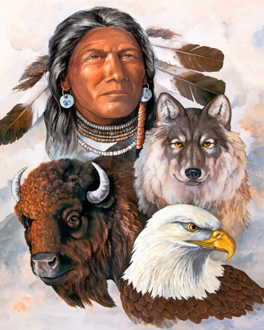 Native American With Animals Painting By Numberss.png