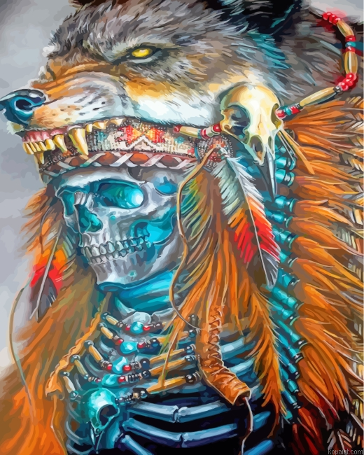 Native American Wolf Skull Painting By Numberss.png