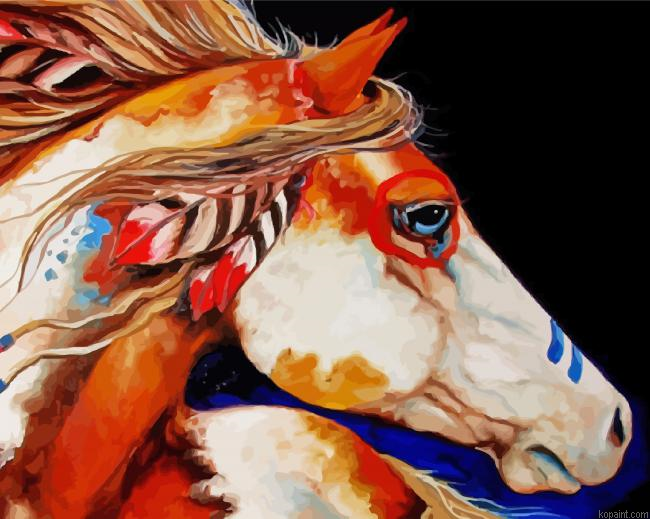 Native Horse Art Painting By Numberss.png