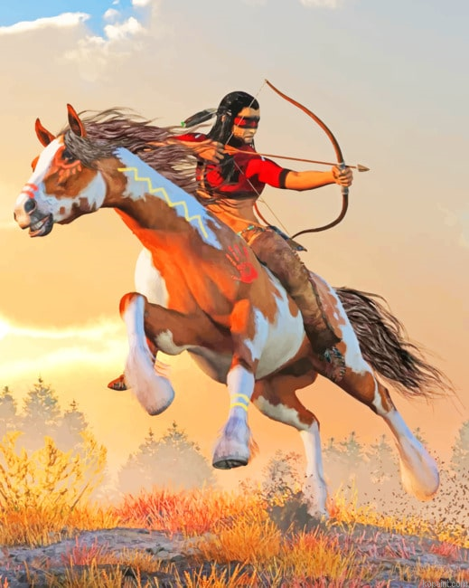 Native Man On Horse New Painting By Numberss.png