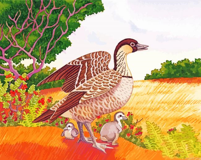 Nene Goose Bird Art Painting By Numberss.png