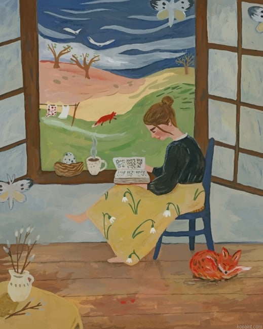 Nerdy Woman Reading A Book New Painting By Numberss.png