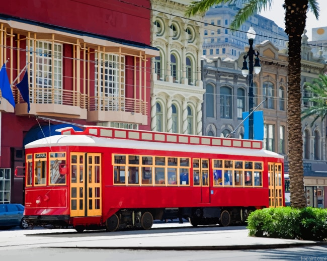 New Orleans Red Tram Painting By Numberss.png