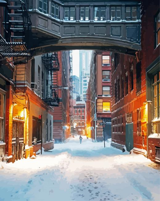New York Snowy Alley Painting By Numberss.png