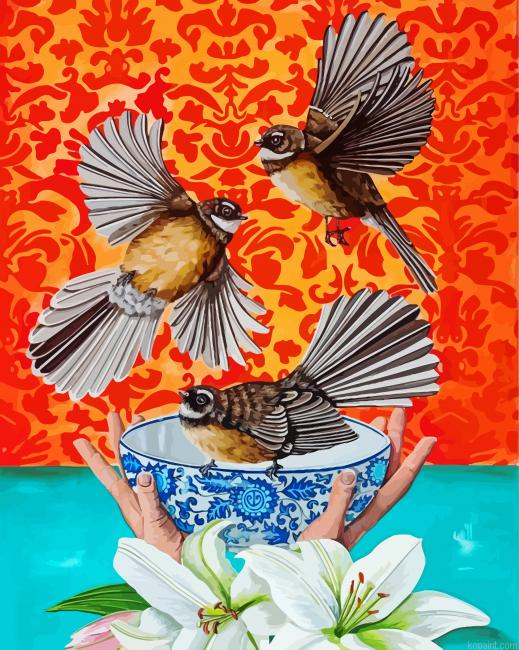 New Zealand Fantails Birds Art Paint By Numbers
