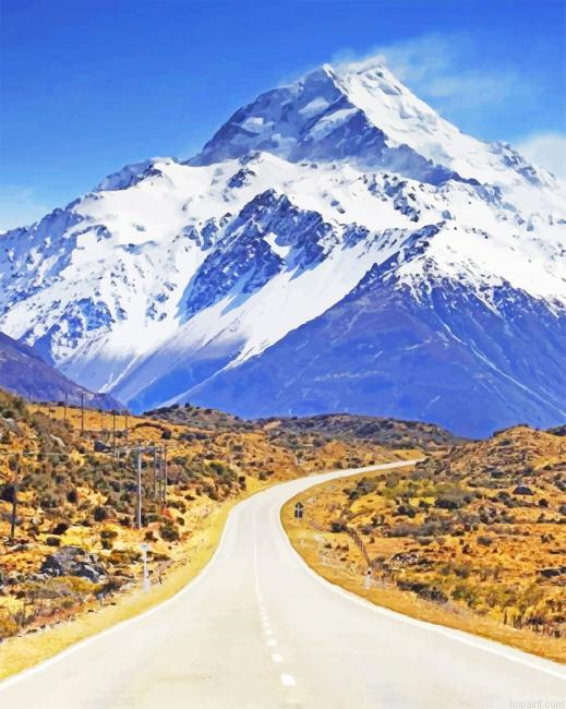 New Zealand Snow Mountain New Painting By Numberss.png