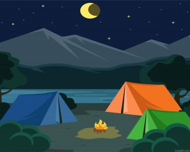 Night Camping Illustration Painting By Numberss.png