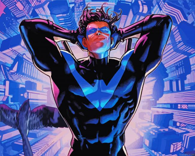 Nightwing Superhero Painting By Numberss.png