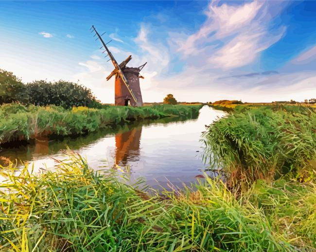 Norfolk Halvergate Windmill Paint By Numbers