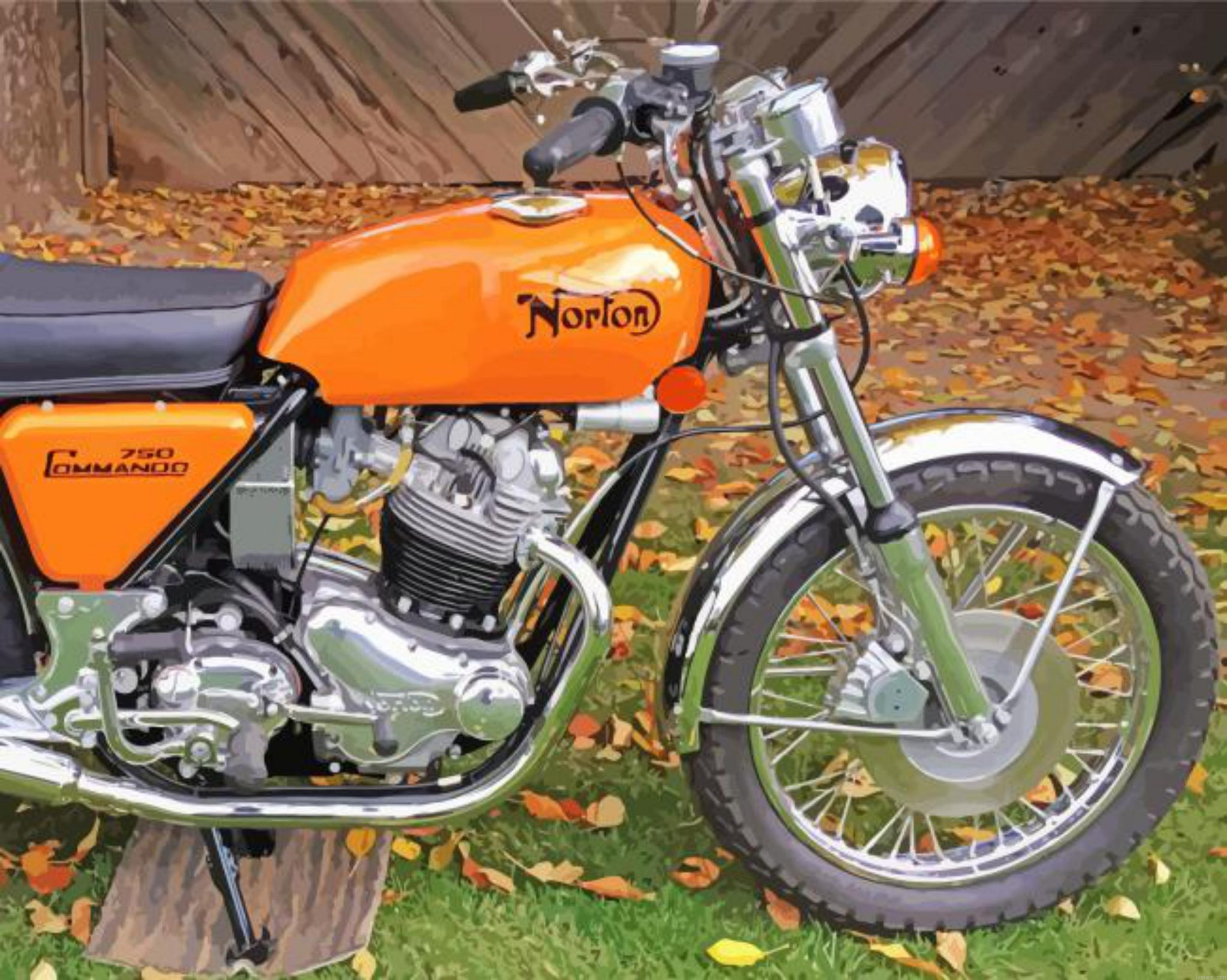 Norton 750 Commando Orange Motorcycle Painting By Numberss.png