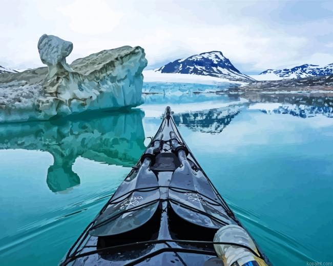 Norway Nature Mountain Canoe Water Painting By Numberss.png