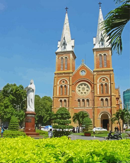 Notre Dame Cathedral Of Saigon Vietnam Painting By Numberss.png