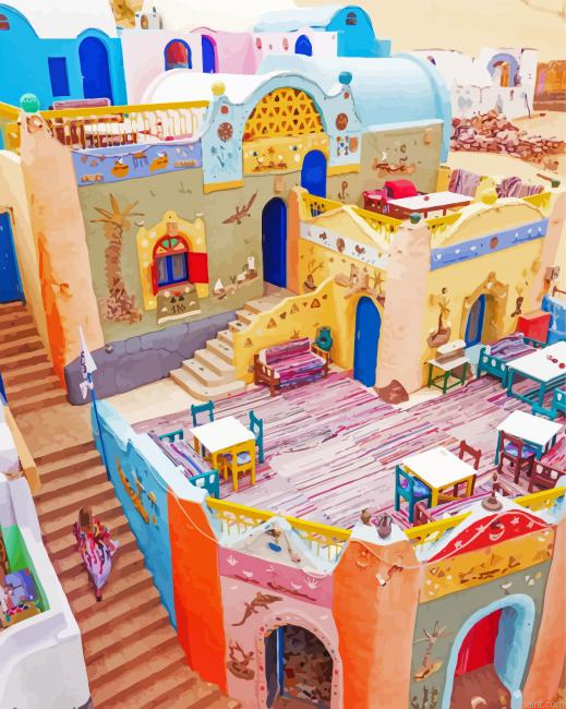 Nubian Village Aswan Egypt Painting By Numberss.png