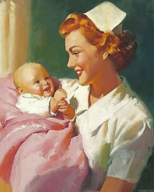Nurse And A Newborn Painting By Numberss.png