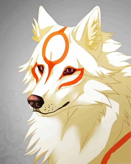 Okami Dog Anime Painting By Numberss.png