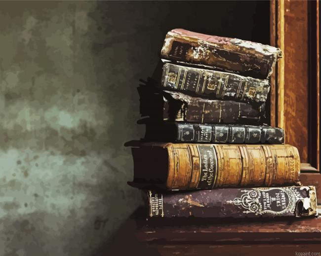Old Antique Books Painting By Numberss.png