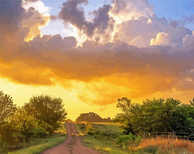 Old Country Road Sunrise Painting By Numberss.png