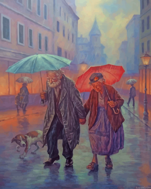Old Couple In The Rain Painting By Numberss.png