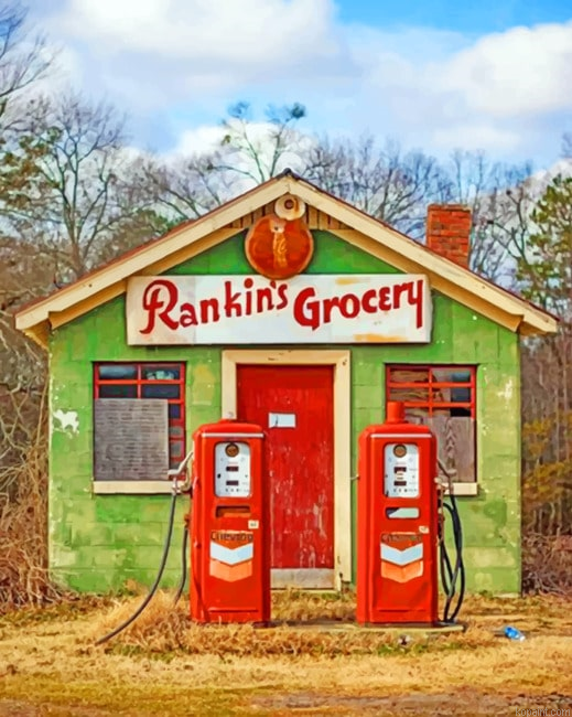 Old Gas Station Vintage Painting By Numberss.png
