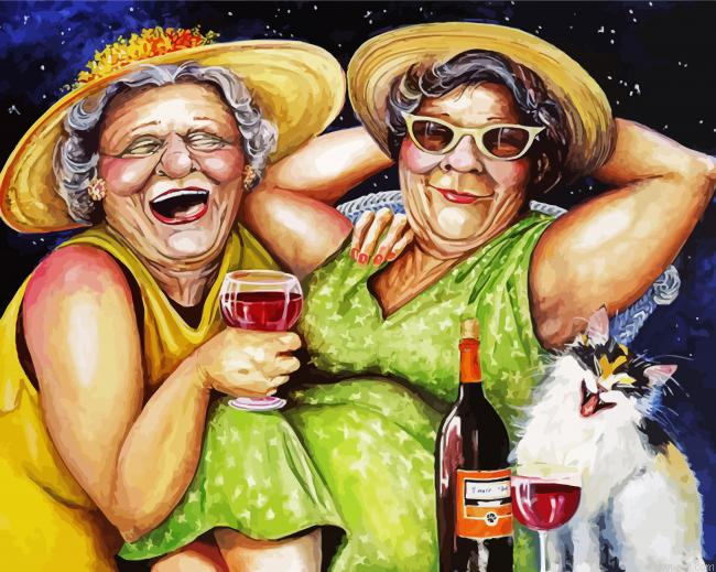 Old Happy Ladies Art Painting By Numberss.png