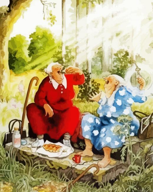 Old Happy Ladies Vintage Art Paint By Numbers
