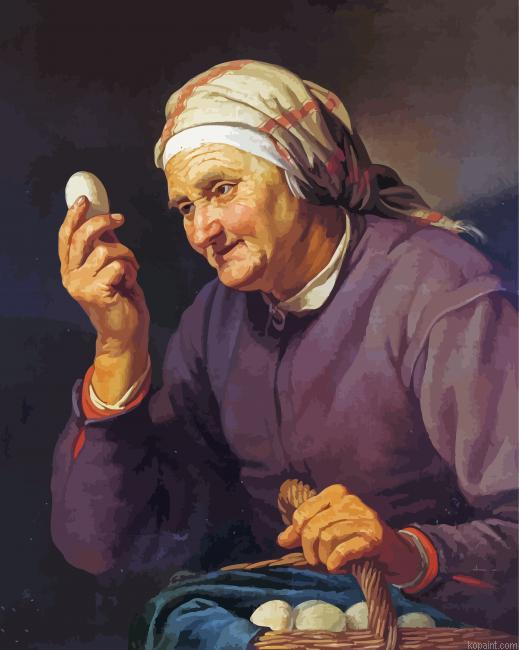Old Lady And Eggs Painting By Numberss.png