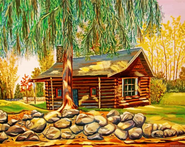 Old Log Cabin Painting By Numberss.png