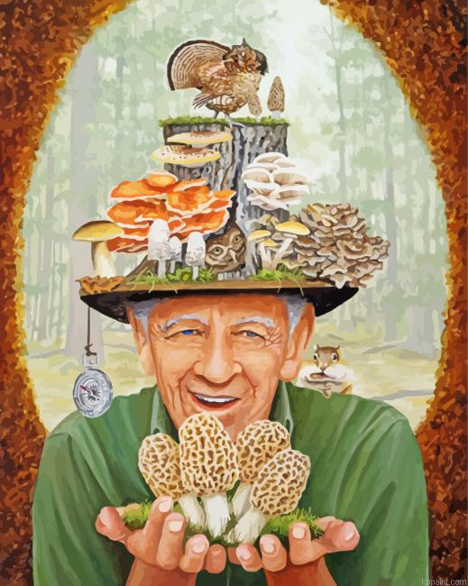 Old Man Holding True Morels Paint By Numbers