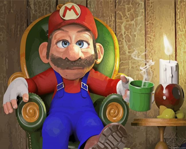 Old Mario Drinking Coffee Painting By Numberss.png