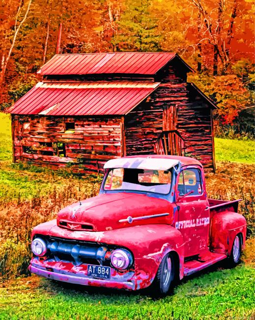Old Red Ford Truck Painting By Numberss.png
