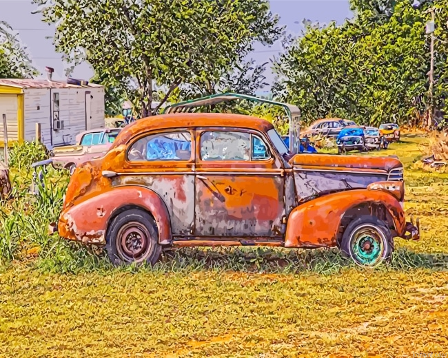 Old Rusted Car Painting By Numberss.png
