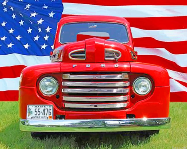Old Truck And Flag New Painting By Numberss.png