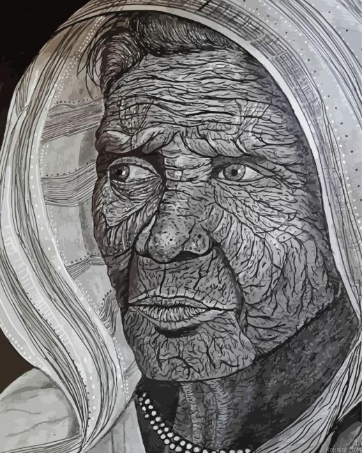 Old Woman Face Painting By Numberss.png