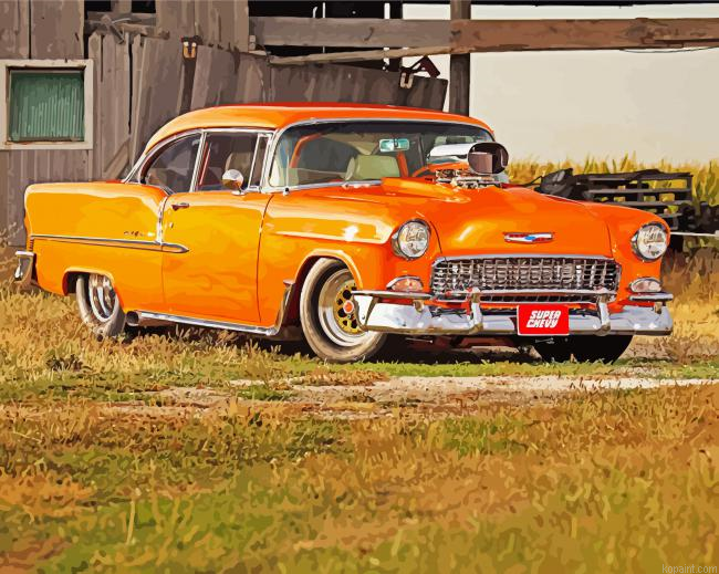 Orange 1955 Chevy Car Painting By Numberss.png