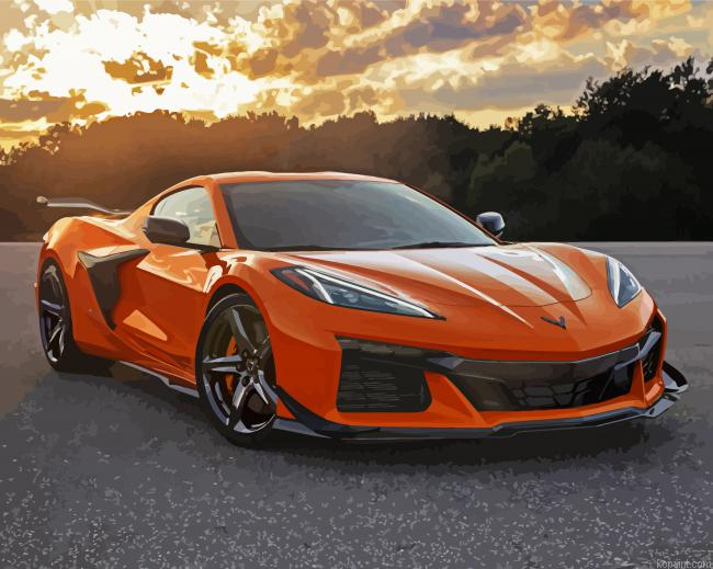 Orange Chevrolet Corvette Painting By Numberss.png