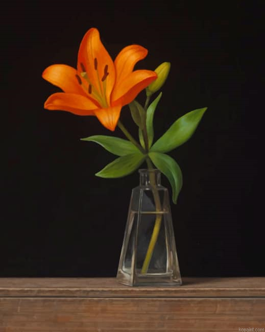 Orange Flower In A Glass Vase New Painting By Numberss.png