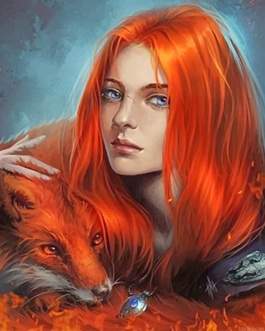 Orange Fox Woman New Painting By Numberss.png